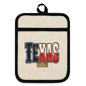 Texas 1845 Vintage Motiv - Topflappen mit Gummirückseite - Leinen/Schwarz  - Vorne