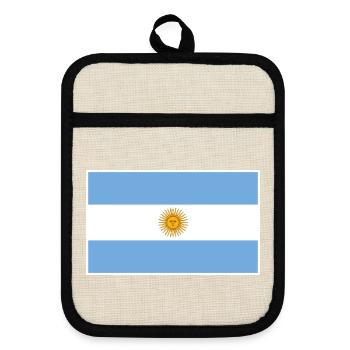 Argentina Flag Classic Frame - Topflappen mit Gummirückseite - Leinen/Schwarz  - Vorne