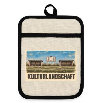 Fussball - Kulturlandschaft - Topflappen mit Gummirückseite - Leinen/Schwarz  - Vorne