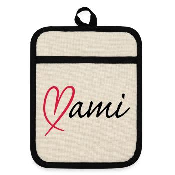 Mami Herz | Heart - Maniques avec dos en caoutchouc - lin/noir  - Devant