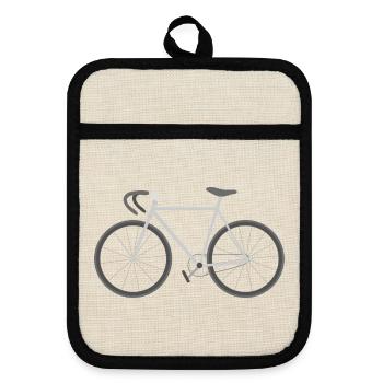 Minimal Bicycle Silhouette Graphic - Pot holders with rubber back - linen/black  - Front