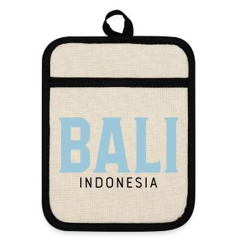 Bali - Pot holders with rubber back - linen/black  - Front