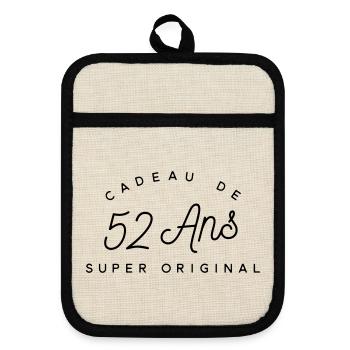 Cadeau 52 ans  - Maniques avec dos en caoutchouc - lin/noir  - Devant