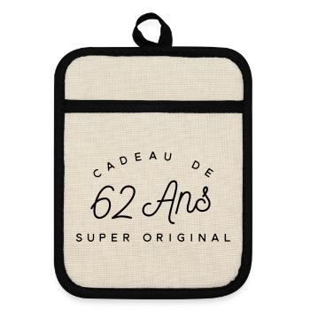 Cadeau 62 ans    - Maniques avec dos en caoutchouc - lin/noir  - Devant