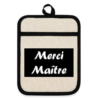 MAÎTRE. MERCI. MERCI MAÎTRE. CADEAU MAÎTRE - Maniques avec dos en caoutchouc - lin/noir  - Devant