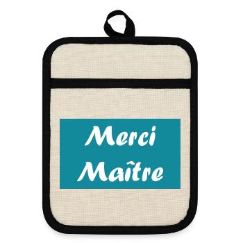 MAÎTRE. MERCI. MERCI MAÎTRE. CADEAU MAÎTRE - Maniques avec dos en caoutchouc - lin/noir  - Devant