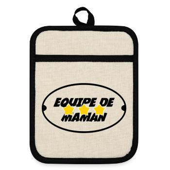 Equipe de Maman - Fête des Mères - Maniques avec dos en caoutchouc - lin/noir  - Devant