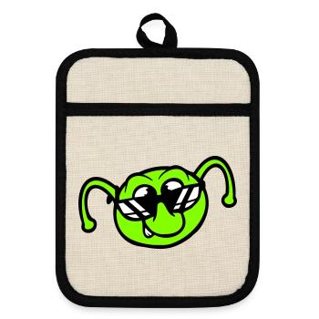 Caterpillar Sunglasses Cool Smile Cheeky Fun Comic - Pot holders with rubber back - linen/black  - Front