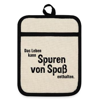 Traces of fun - Pot holders with rubber back - linen/black  - Front