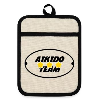 Aïkido Team - Maniques avec dos en caoutchouc - lin/noir  - Devant