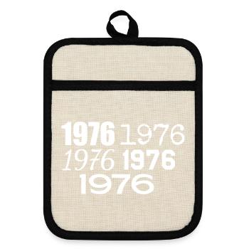 1976 - Pot holders with rubber back - linen/black  - Front