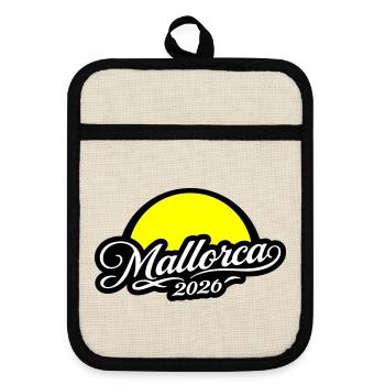 Mallorca 2026 Sun - Pot holders with rubber back - linen/black  - Front