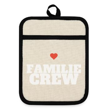 Familie Crew Family Zusammenhalt Team Liebe Gruppe - Topflappen mit Gummirückseite - Leinen/Schwarz  - Vorne