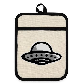 Ufo Alien Get In Loser Lustig Ufo Entführung Zitat - Topflappen mit Gummirückseite - Leinen/Schwarz  - Vorne