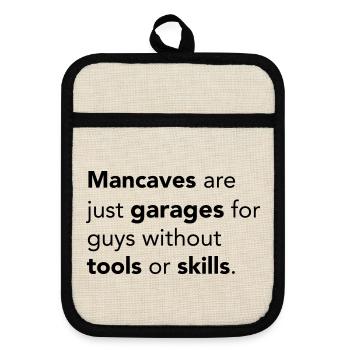 Mancaves - Pot holders with rubber back - linen/black  - Front