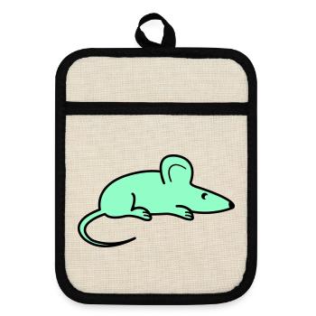 Silhouette de souris menthe - Maniques avec dos en caoutchouc - lin/noir  - Devant