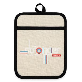Stronger Than You Think Typography - Pot holders with rubber back - linen/black  - Front