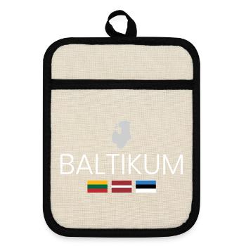 Baltikum Reise - Topflappen mit Gummirückseite - Leinen/Schwarz  - Vorne