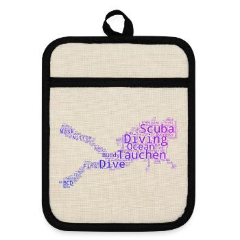 Scuba Diving Geschenkidee für Unterwasserabenteuer - Topflappen mit Gummirückseite - Leinen/Schwarz  - Vorne
