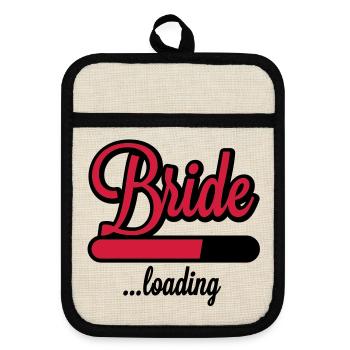 Bride loading | Hen Night - Pot holders with rubber back - linen/black  - Front