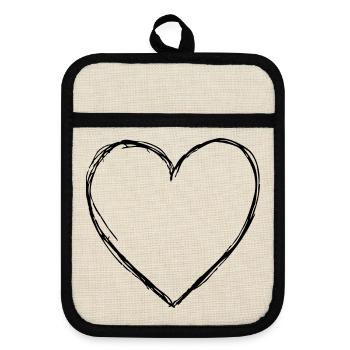 Coeur amour symbole cadeau anniversaire amitie - Maniques avec dos en caoutchouc - lin/noir  - Devant