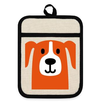 Cute dog - Pot holders with rubber back - linen/black  - Front
