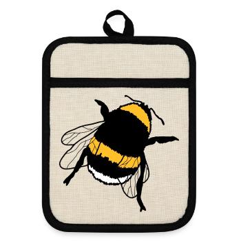 bumblebee - Pot holders with rubber back - linen/black  - Front