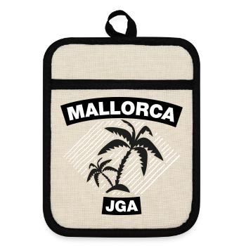 Majorque – Enterrement de vie de garçon sous les palmiers - Maniques avec dos en caoutchouc - lin/noir  - Devant