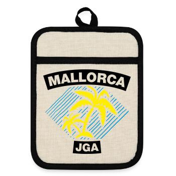 Majorque – Enterrement de vie de garçon sous les palmiers - Maniques avec dos en caoutchouc - lin/noir  - Devant