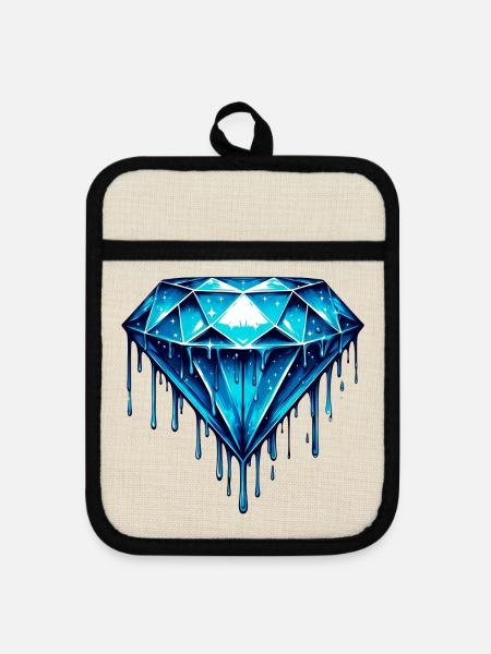 Diamant - Topflappen mit Gummirückseite - Leinen/Schwarz