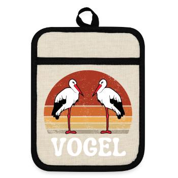 VOGEL VIntage Retro  - Topflappen mit Gummirückseite - Leinen/Schwarz  - Vorne