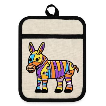 Donkey Halloween Zombie - Pot holders with rubber back - linen/black  - Front