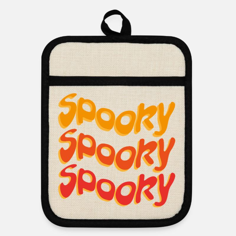 Halloween Spooky - Pot holders with rubber back - linen/black 