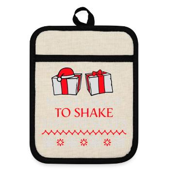 Most Likely to Shake the Presents Christmas Fun - Pot holders with rubber back - linen/black  - Front