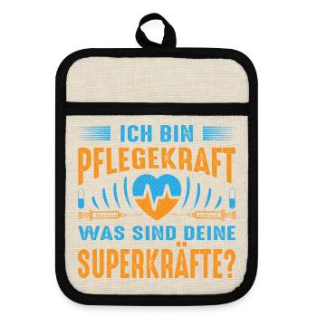 Pflegerin Geschenke Pflege Lustig Krankenpflegerin - Topflappen mit Gummirückseite - Leinen/Schwarz  - Vorne