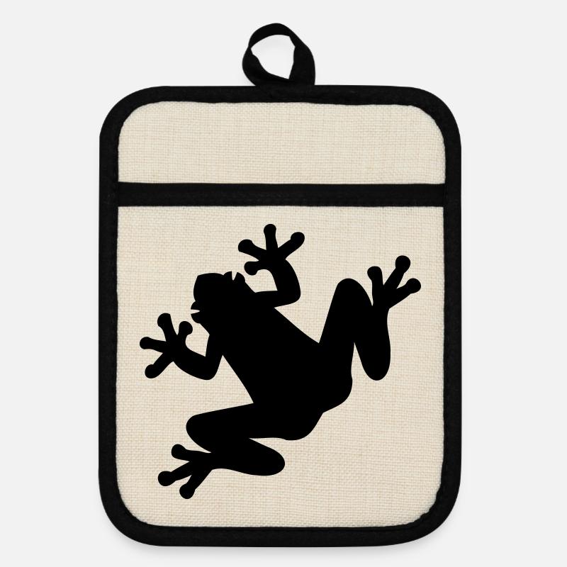 Frog - Pot holders with rubber back - linen/black 
