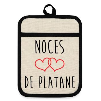 Wedding Anniversary - Wedding Wedding (61 years) - Pot holders with rubber back - linen/black  - Front