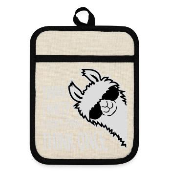 Think Twice? I Don't Even Think Once Lustig Spruch - Pot holders with rubber back - linen/black  - Front