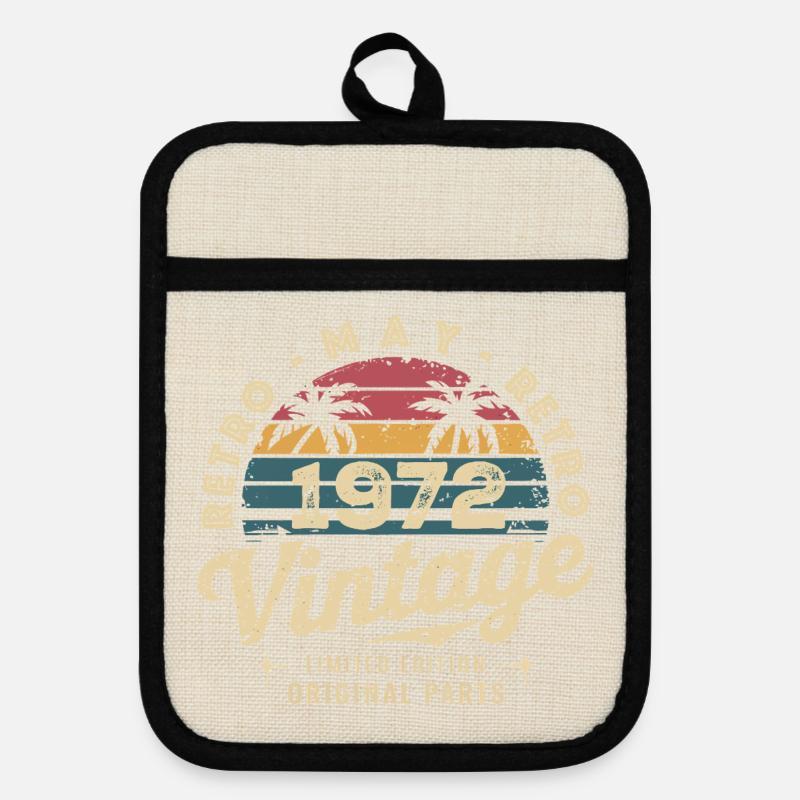 Vintage May 1972: The Authentic Myth May 1972 - Pot holders with rubber back - linen/black 