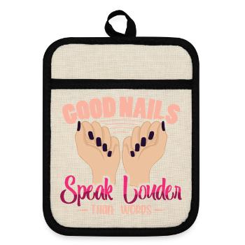 Nail Designer Nail Designer Cosmetics Nail Salon - Pot holders with rubber back - linen/black  - Front