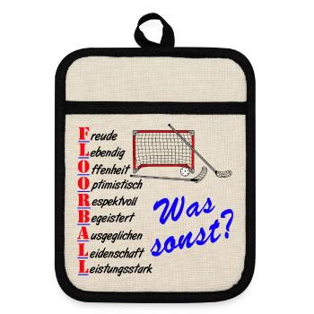 Floorball Was sonst? - Topflappen mit Gummirückseite - Leinen/Schwarz  - Vorne
