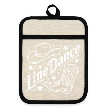 Line Dance Western Country - Topflappen mit Gummirückseite - Leinen/Schwarz  - Vorne