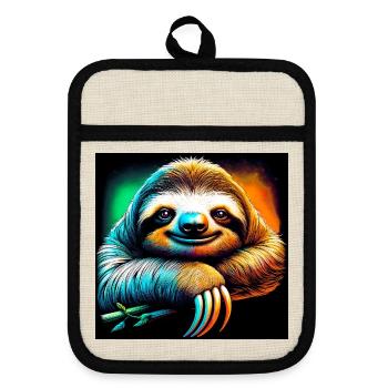 sloth - Pot holders with rubber back - linen/black  - Front