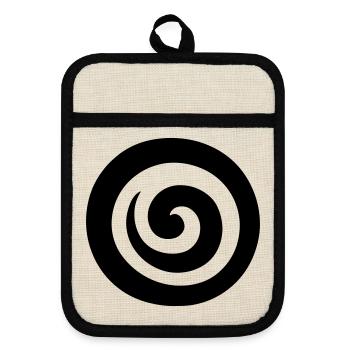 Japanese Spiral - Pot holders with rubber back - linen/black  - Front