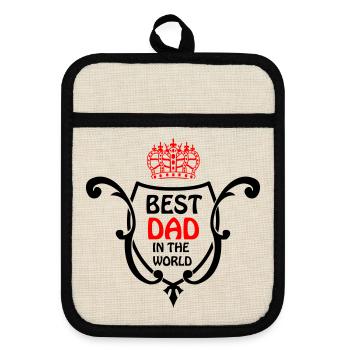 Estampe du Papa Royal avec couronne - Maniques avec dos en caoutchouc - lin/noir  - Devant