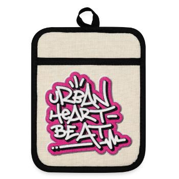Urban Heartbeat Graffiti - Topflappen mit Gummirückseite - Leinen/Schwarz  - Vorne