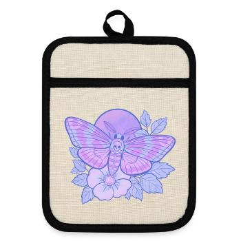 Mystic Skull Moth Pastellpastell - Topflappen mit Gummirückseite - Leinen/Schwarz  - Vorne