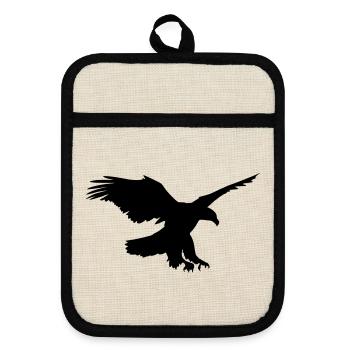 Adler - Topflappen mit Gummirückseite - Leinen/Schwarz  - Vorne