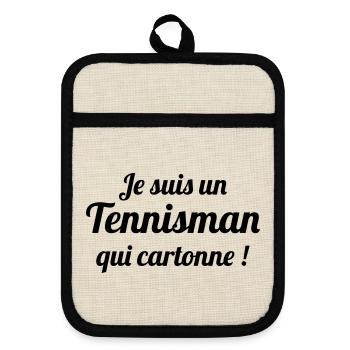 Tennis - Sport - Ball - Player - Game - Sportsman - Pot holders with rubber back - linen/black  - Front
