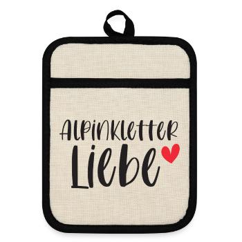Klettern Alpinklettern Alpin Liebe Berge Geschenk - Topflappen mit Gummirückseite - Leinen/Schwarz  - Vorne